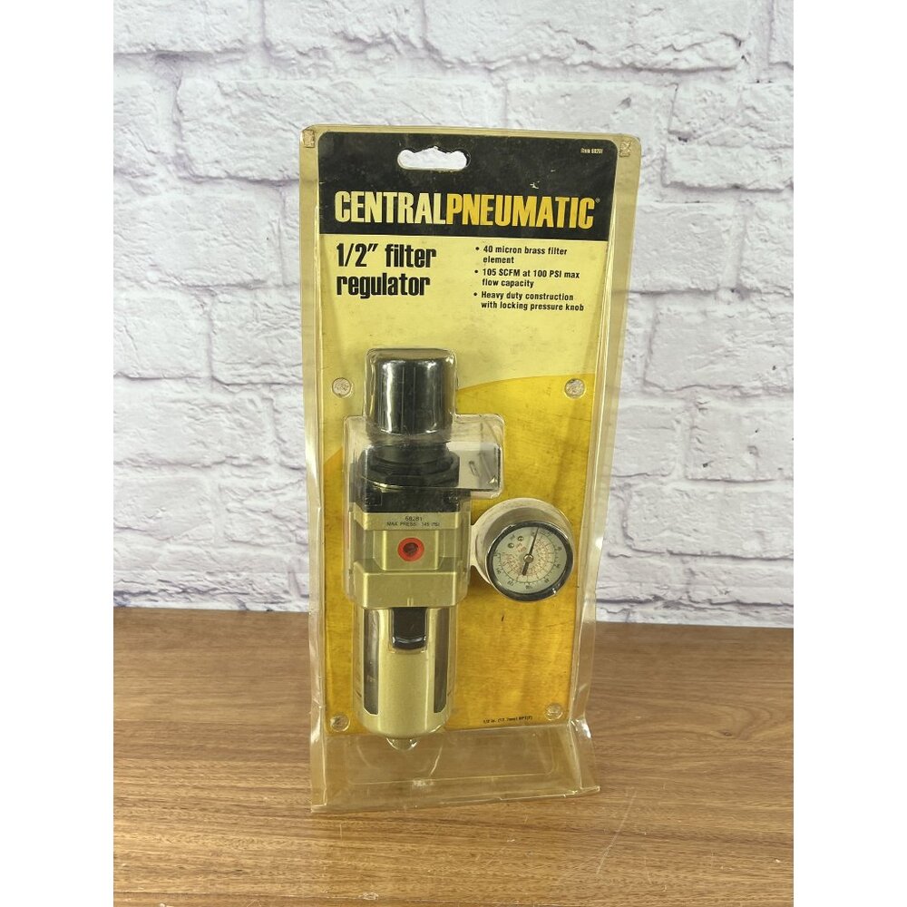 NEW Central Pneumatic 1/2" Filter Regulator with Dial Guage #68281